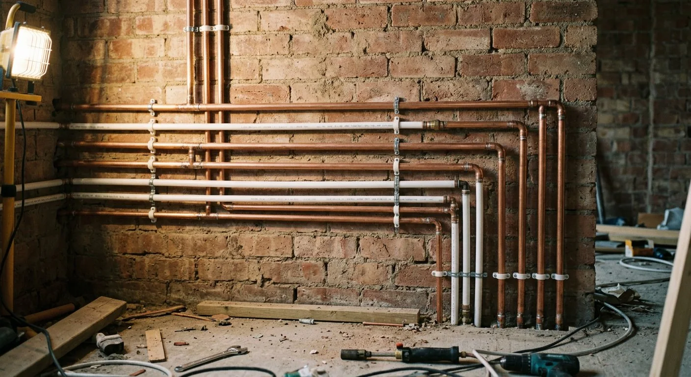 Plumbing pipework in progress